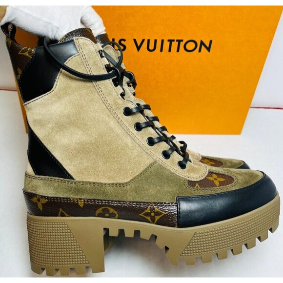 Louis Vuitton Women's Laureate Platform Desert Boots Suede Monogram EU 38/US 7.5 - Picture 8 of 12